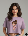 Bella Clothes Animated Character Crop T-Shirt in Dusty Purple